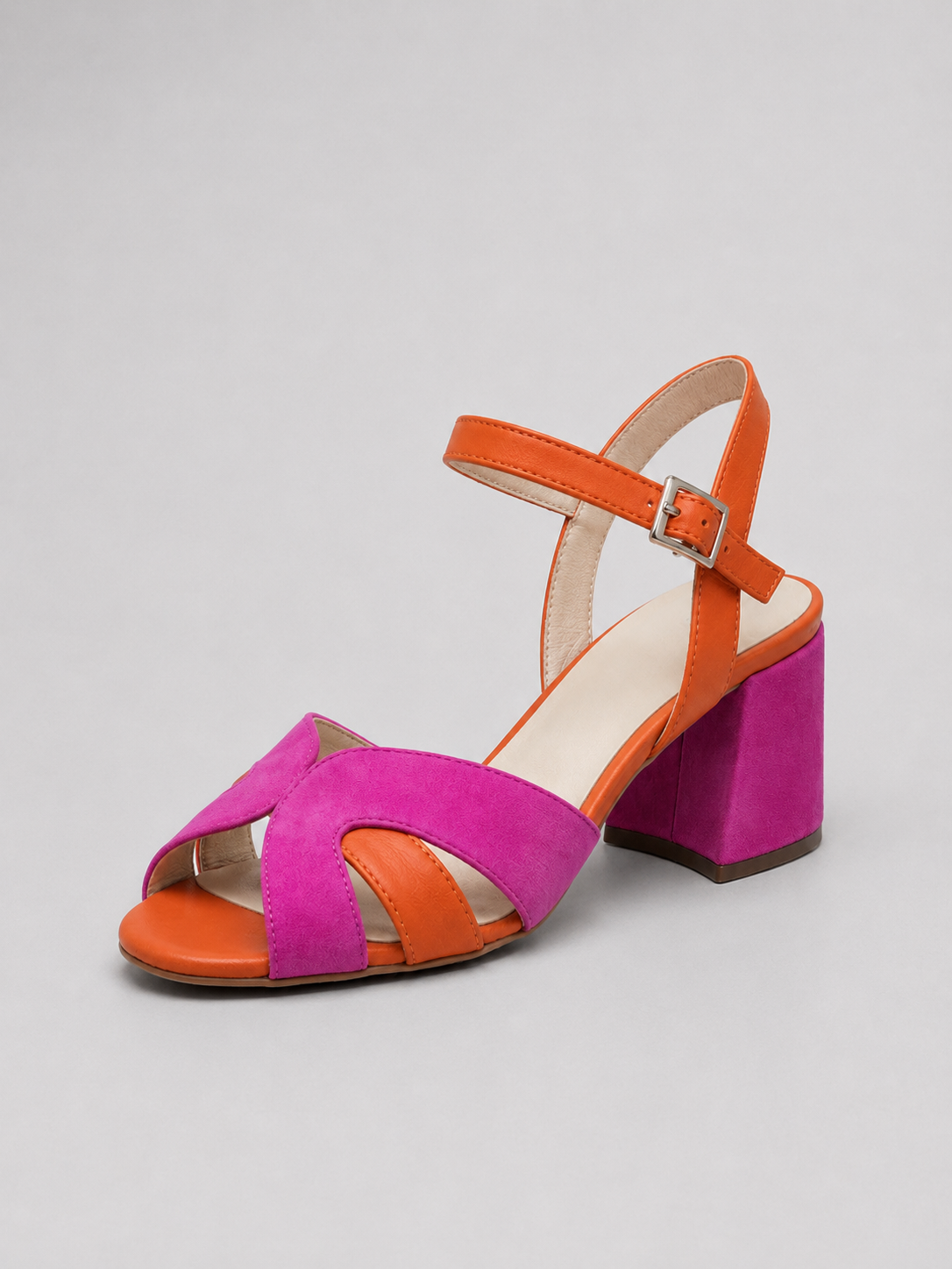 Marina | Colour Block Cushioned Block Heel Sandals