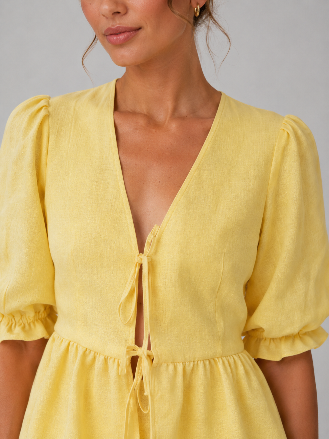 Una | V-Neck Puff Sleeve Cotton Maxi Set