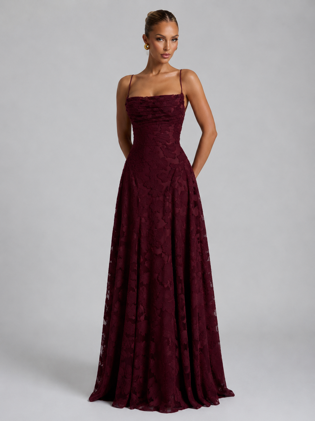 Julieta | Floral Embroidered Strap Maxi Dress