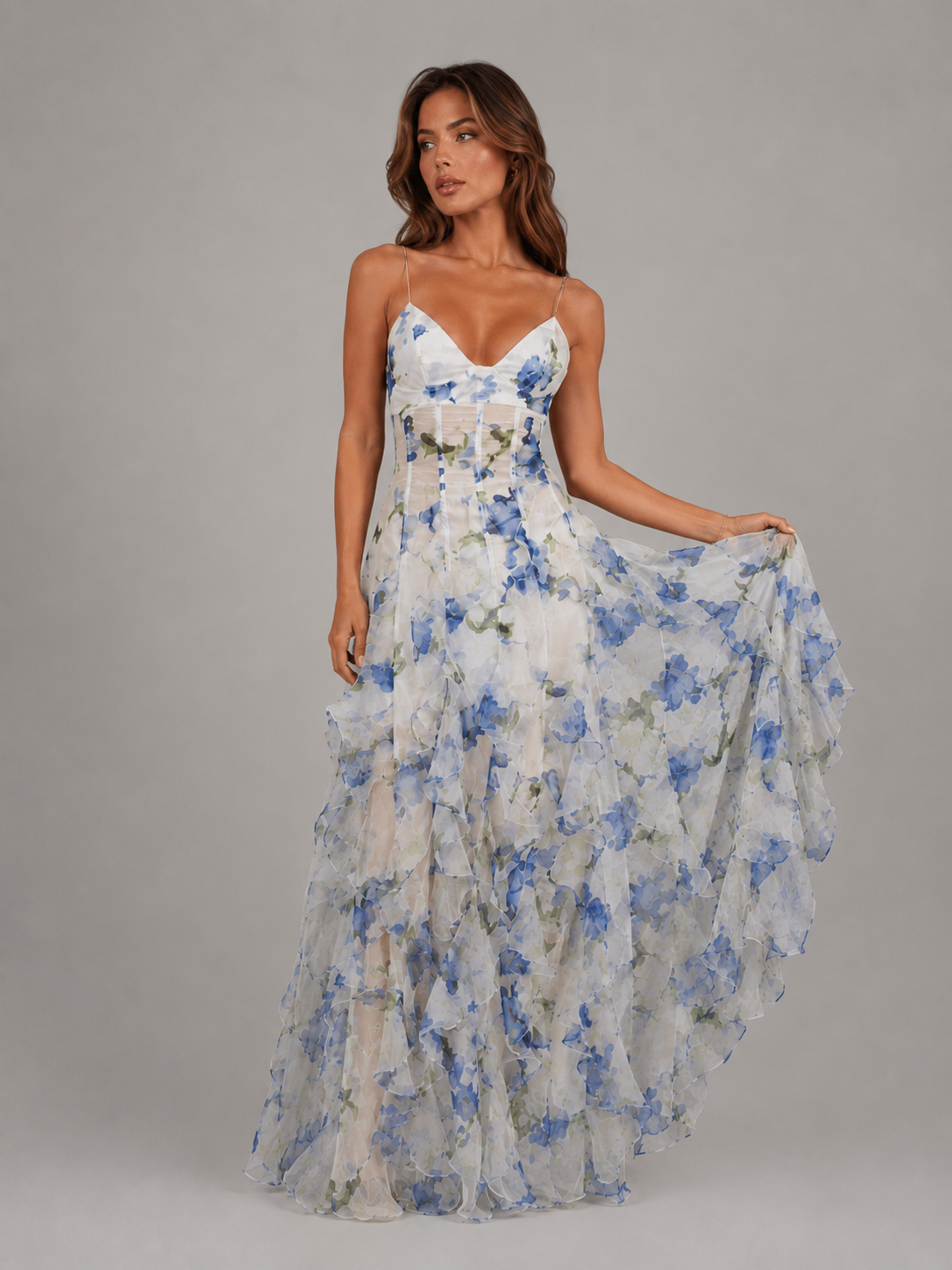 Darya | Floral Ruffle Maxi Dress