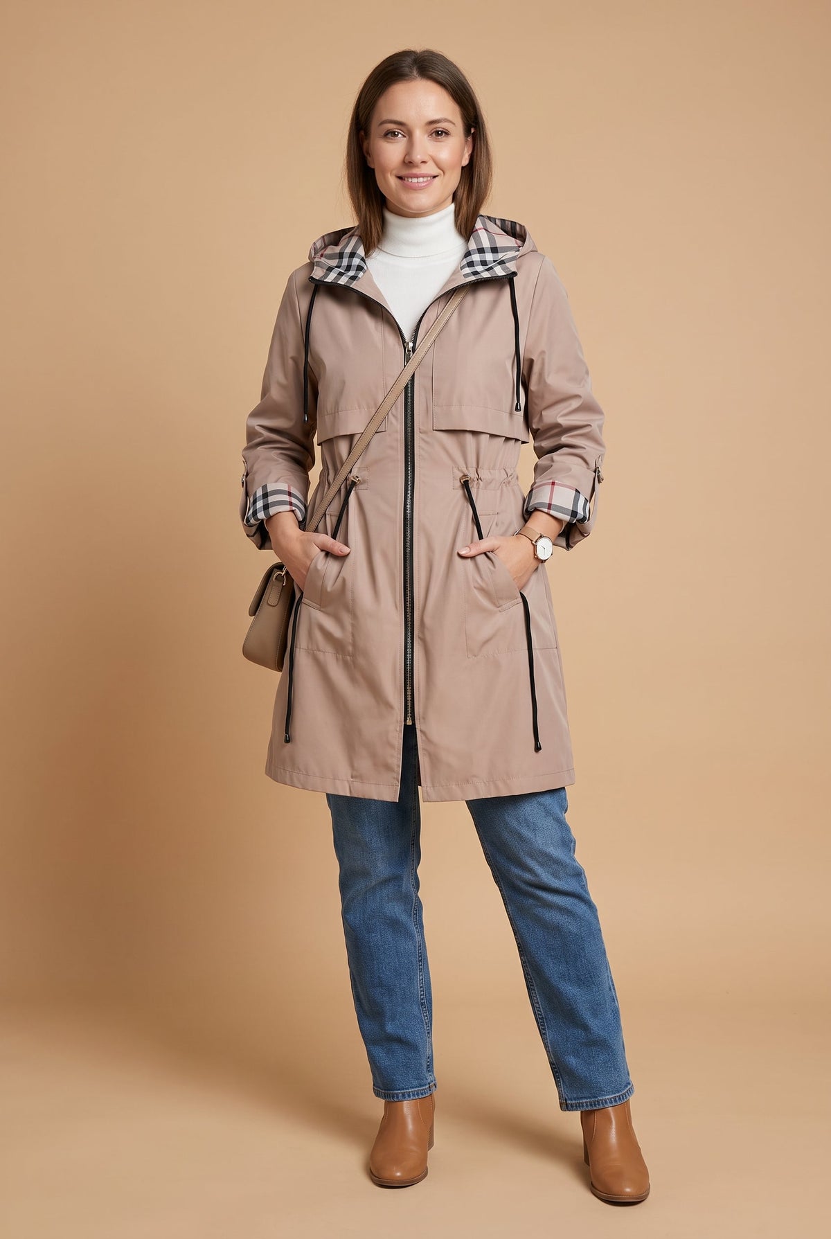 Marley | Longline Hooded Drawstring Trench Coat