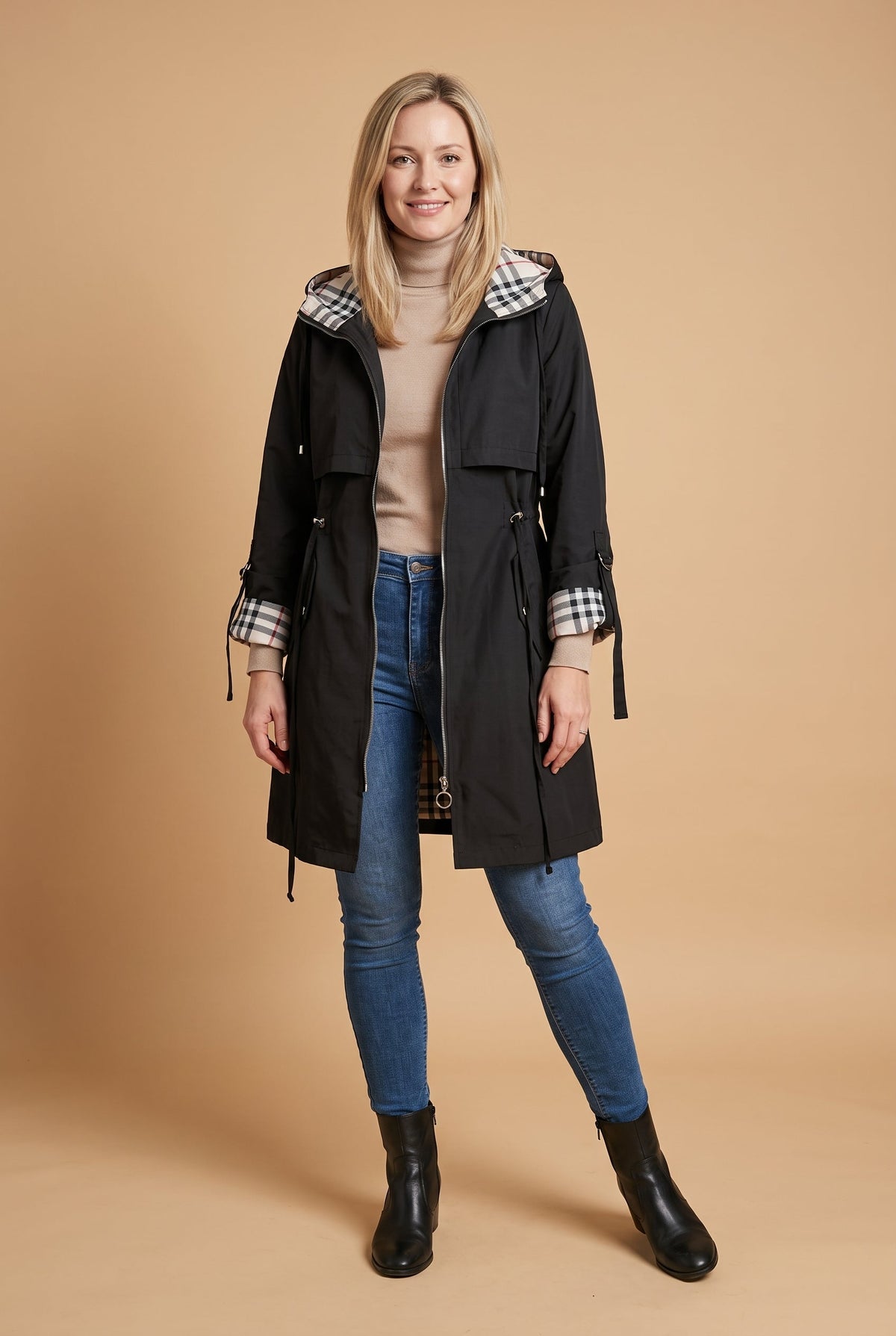 Marley | Longline Hooded Drawstring Trench Coat