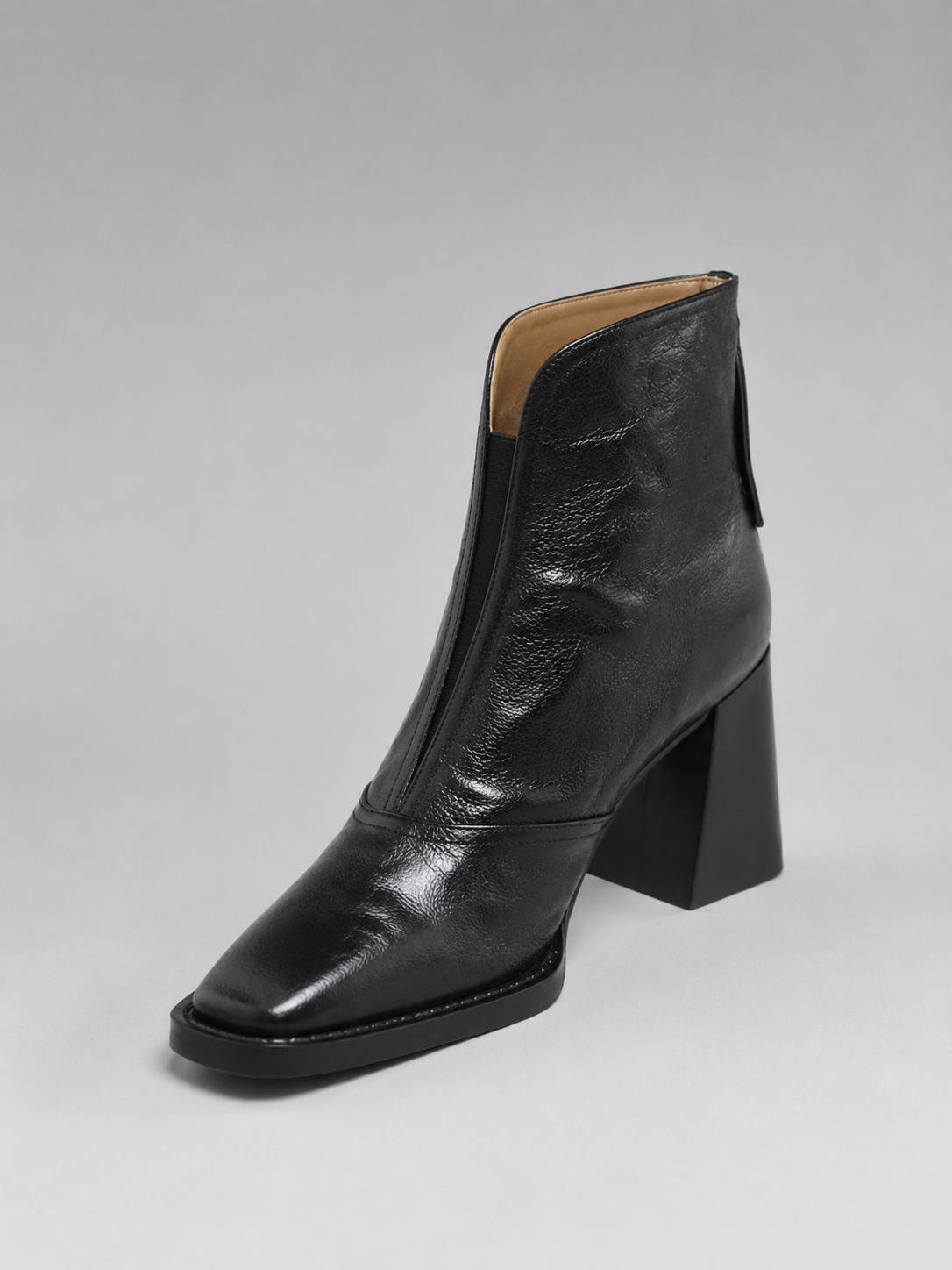 Catalina | Block Heel Leather-Look Ankle Boots