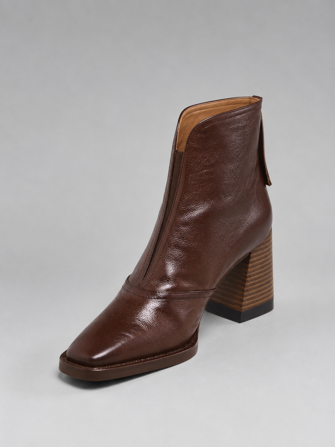 Catalina | Block Heel Leather-Look Ankle Boots
