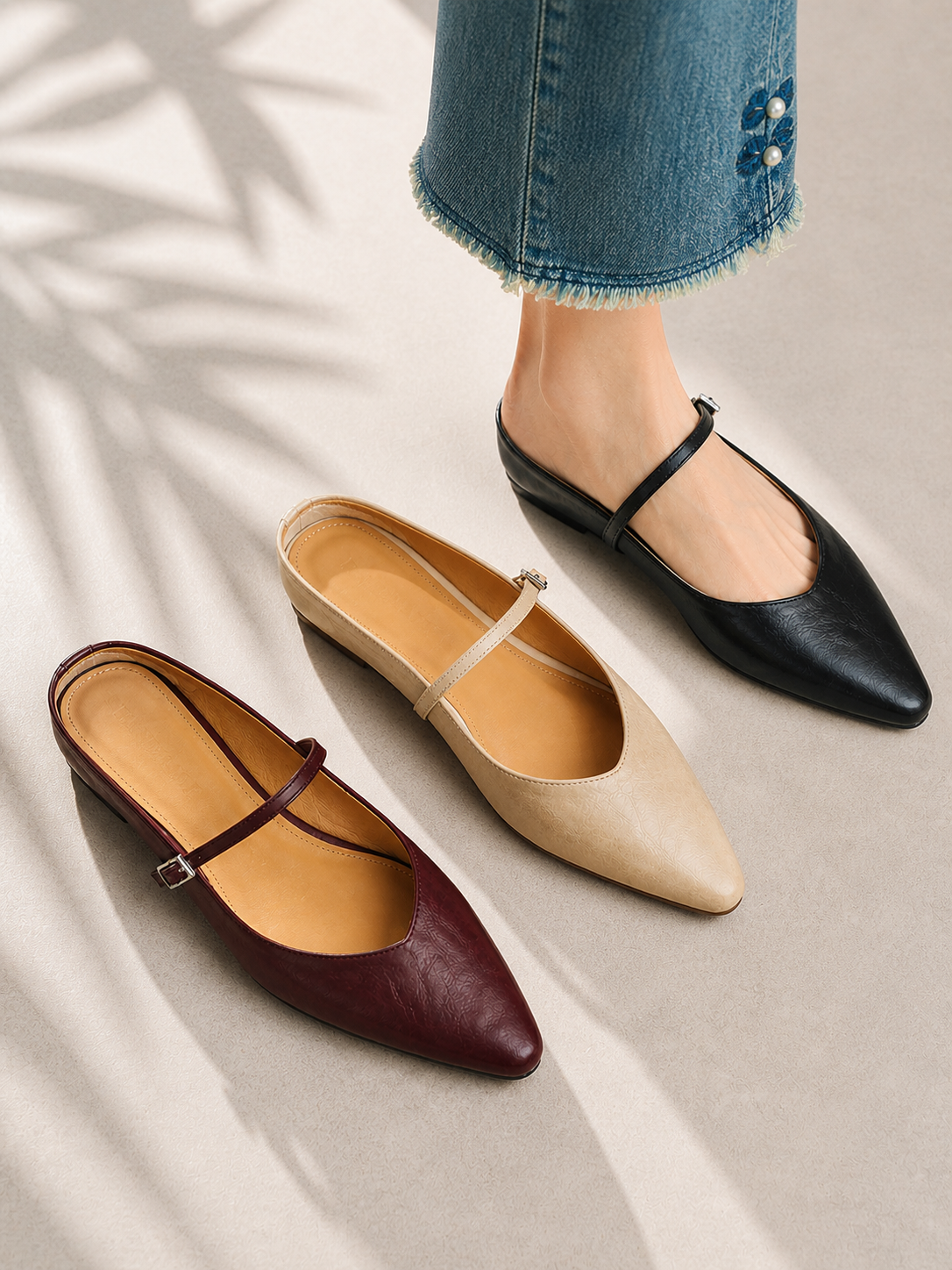 Imogen | Leather-Look Slip-On Mules