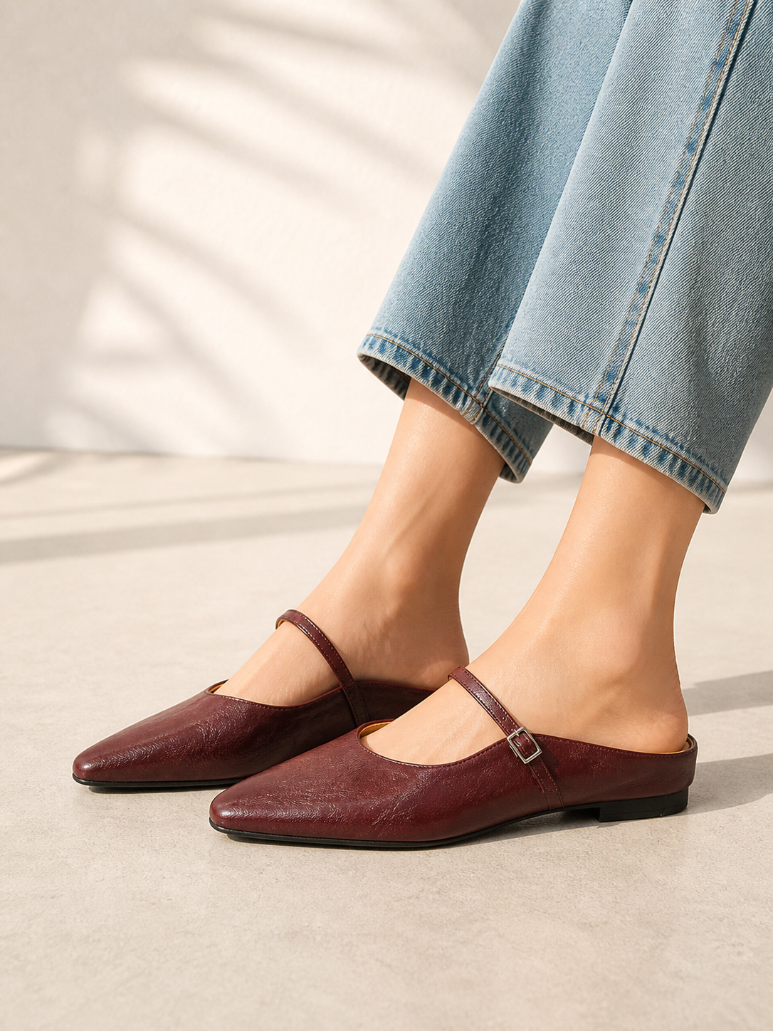 Imogen | Leather-Look Slip-On Mules
