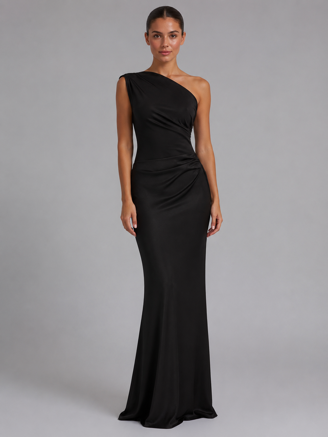 Isolde | One-Shoulder Satin Feel Maxi Dress