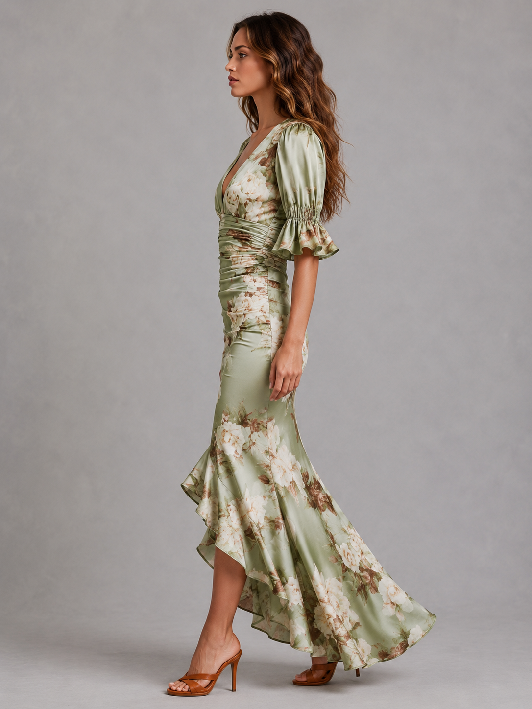 Mabel | Ruched Waist Floral Maxi Dress