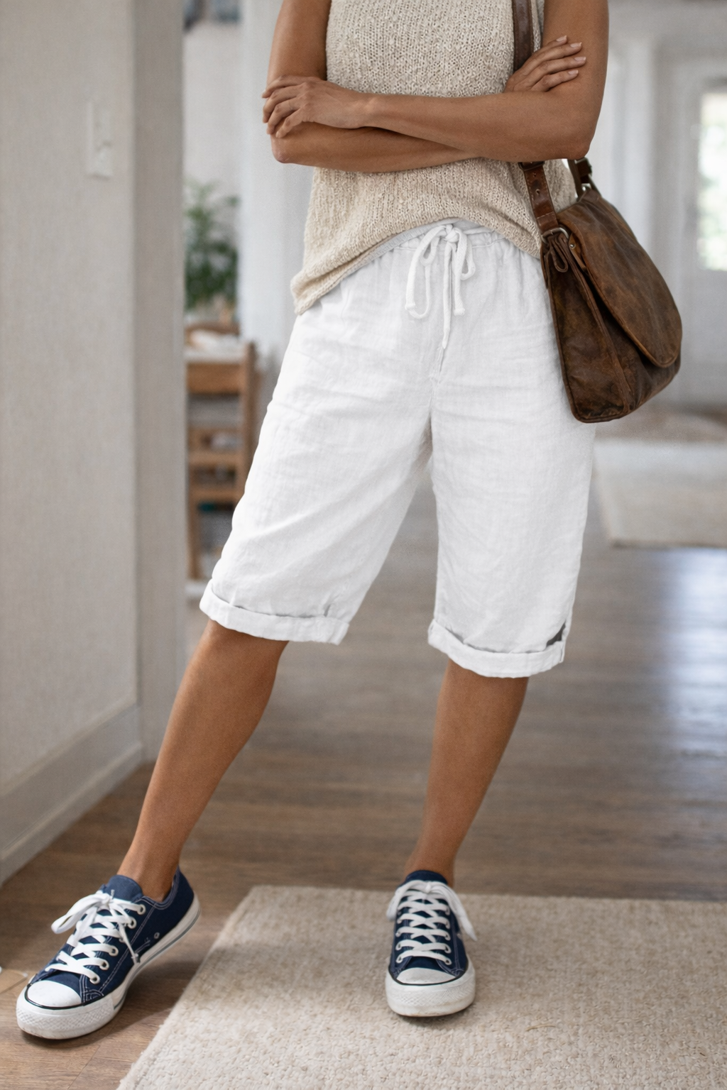 Lila | Knee-Length Drawstring Bermuda Shorts