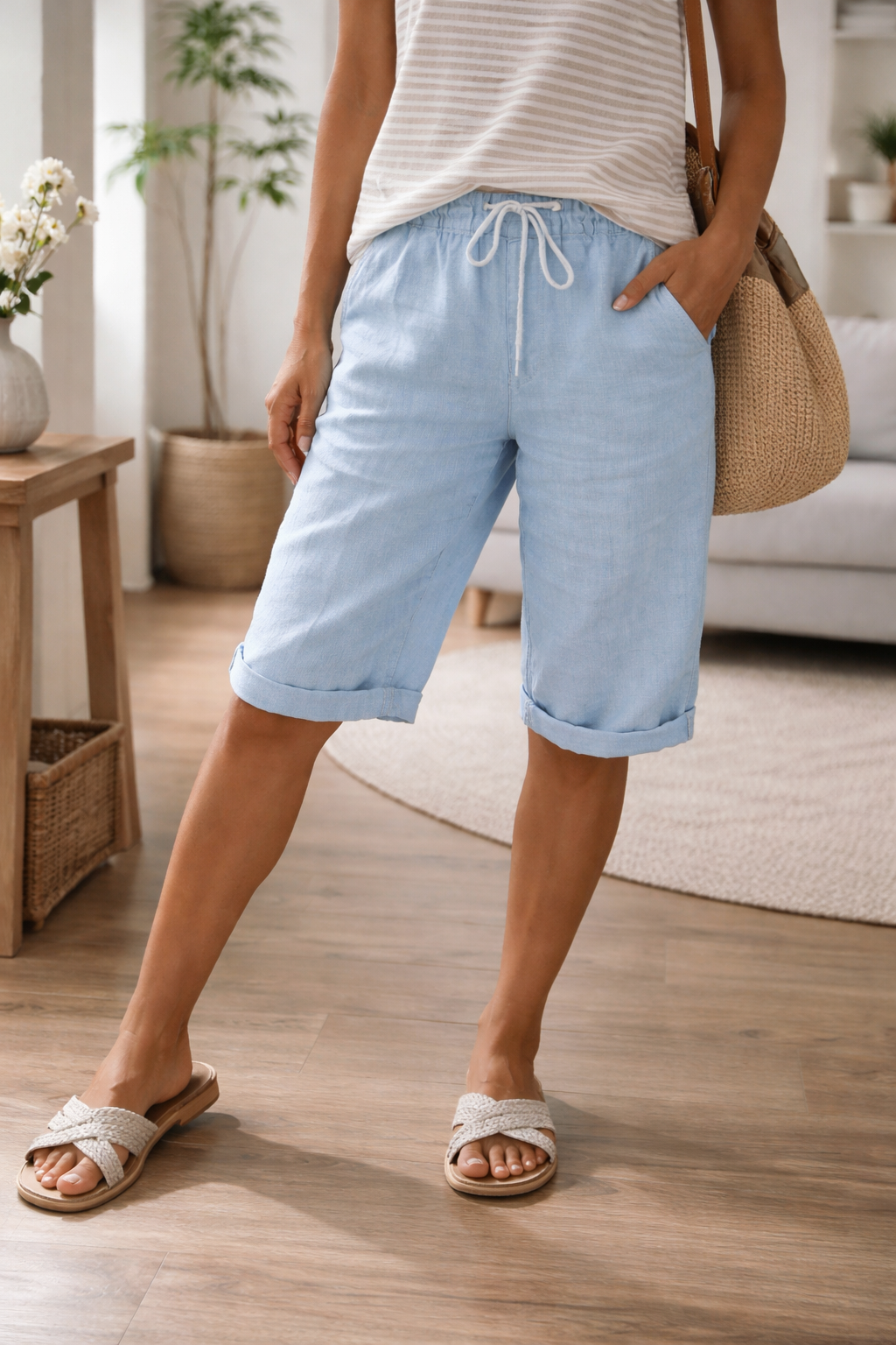Lila | Knee-Length Drawstring Bermuda Shorts