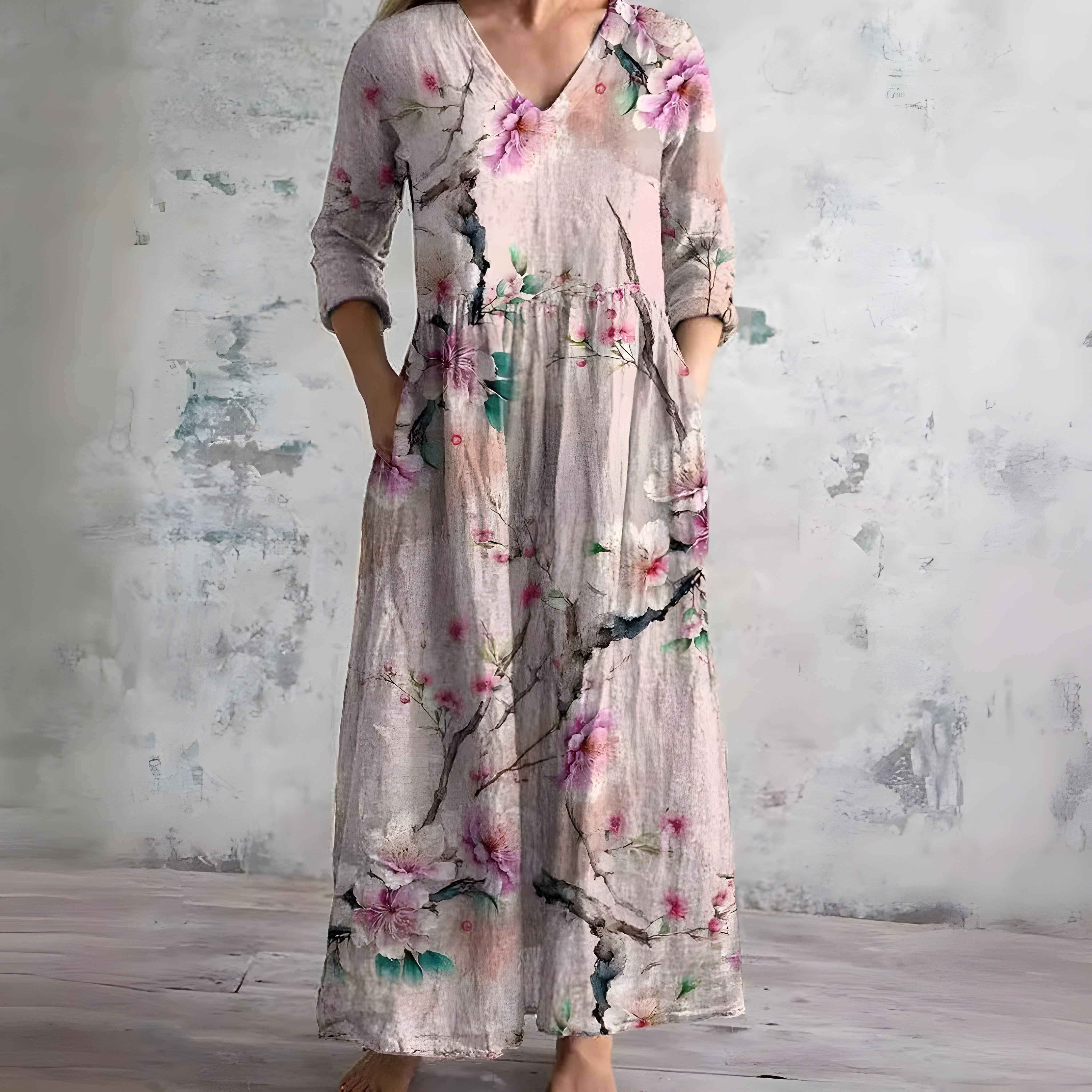 Bianca | Flowy V-Neck Floral Summer Maxi Dress