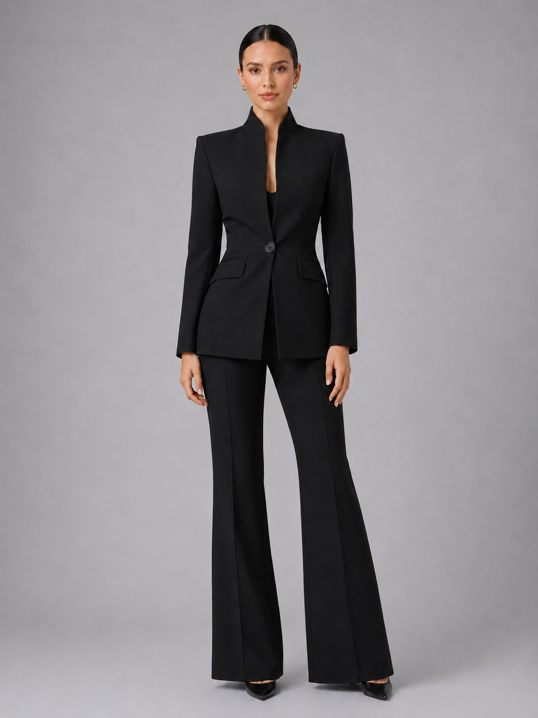 Anouk | Collarless Tailored Blazer & Wide-Leg Trouser Set
