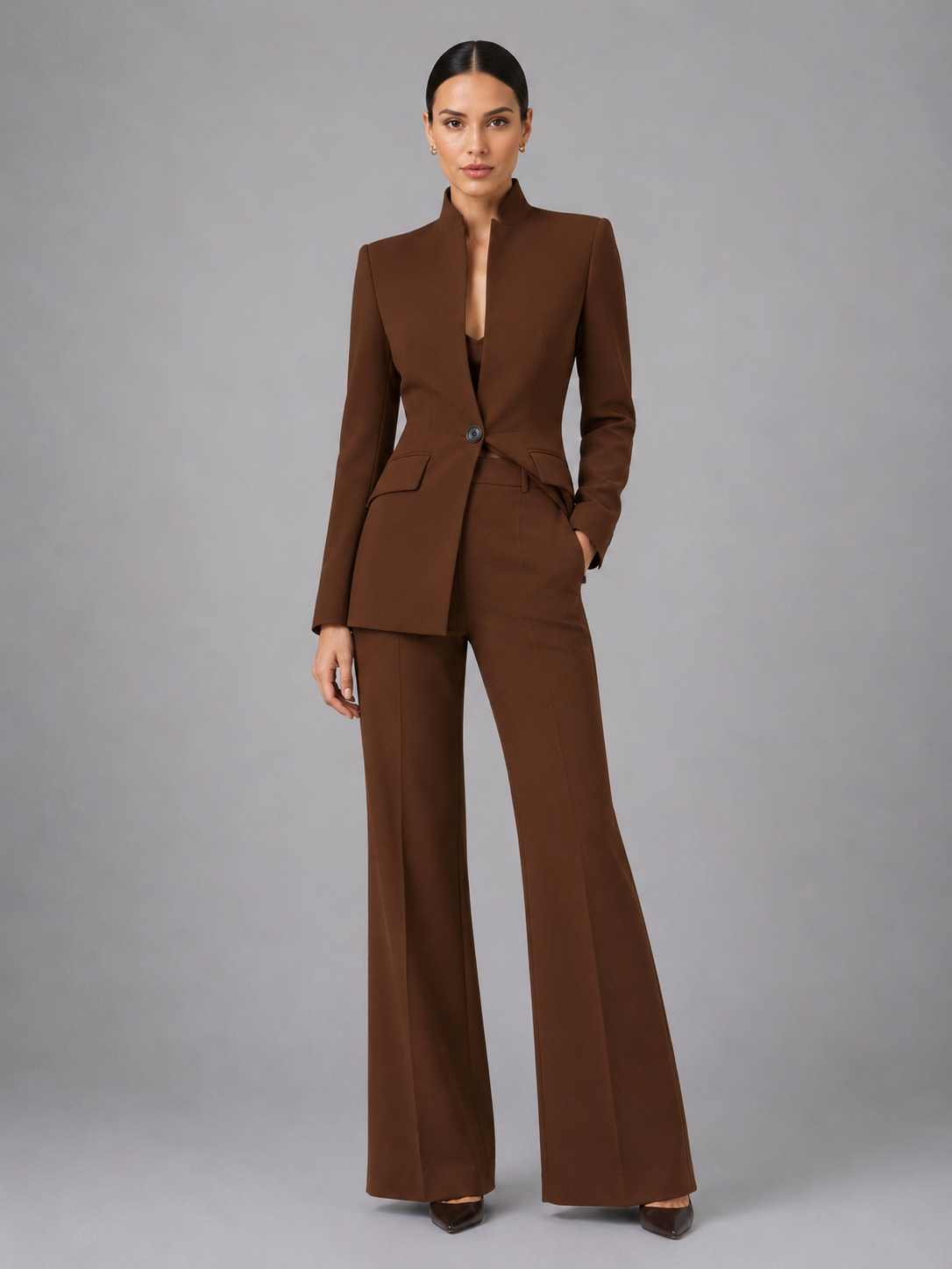 Anouk | Collarless Tailored Blazer & Wide-Leg Trouser Set