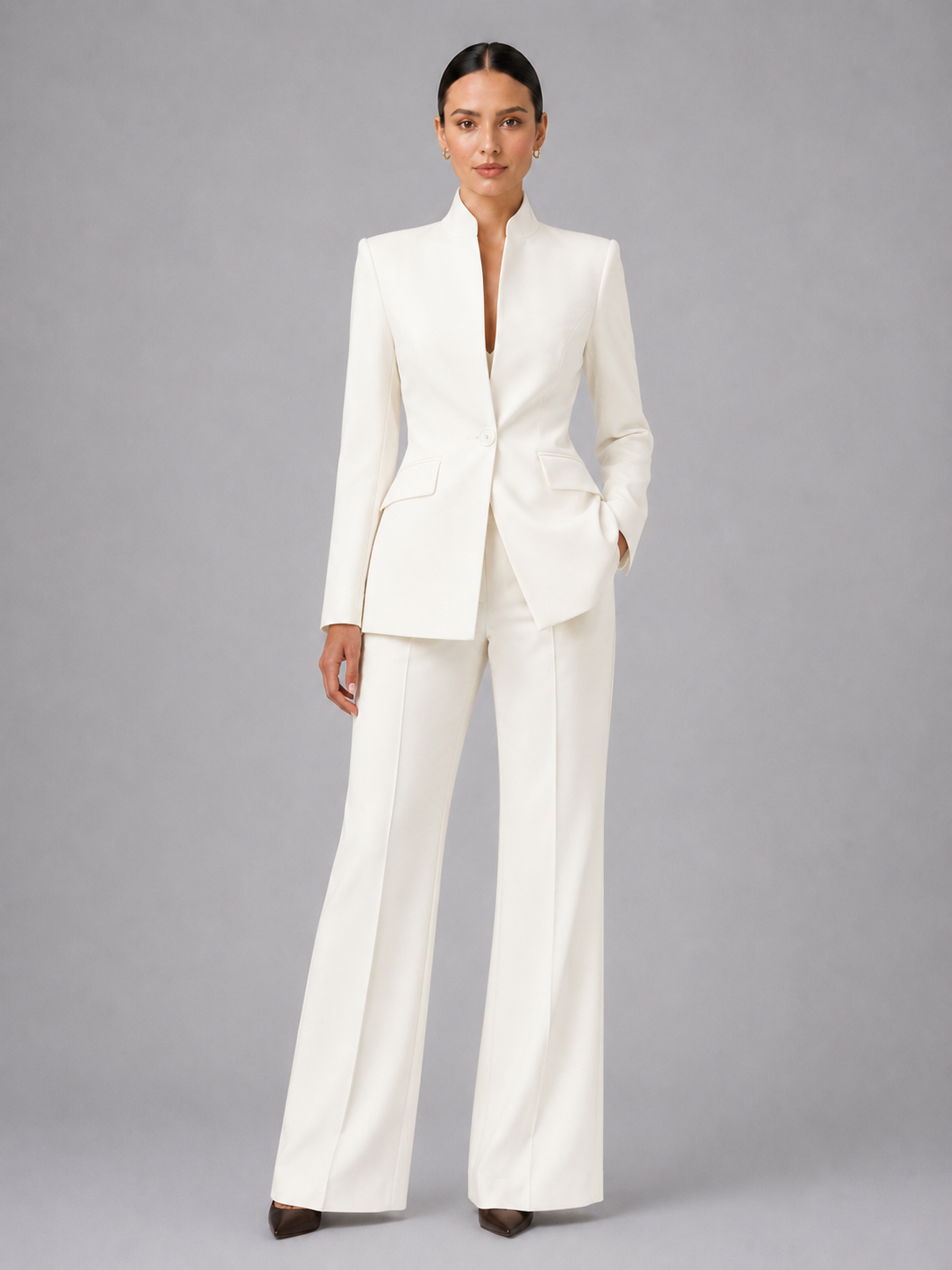 Anouk | Collarless Tailored Blazer & Wide-Leg Trouser Set