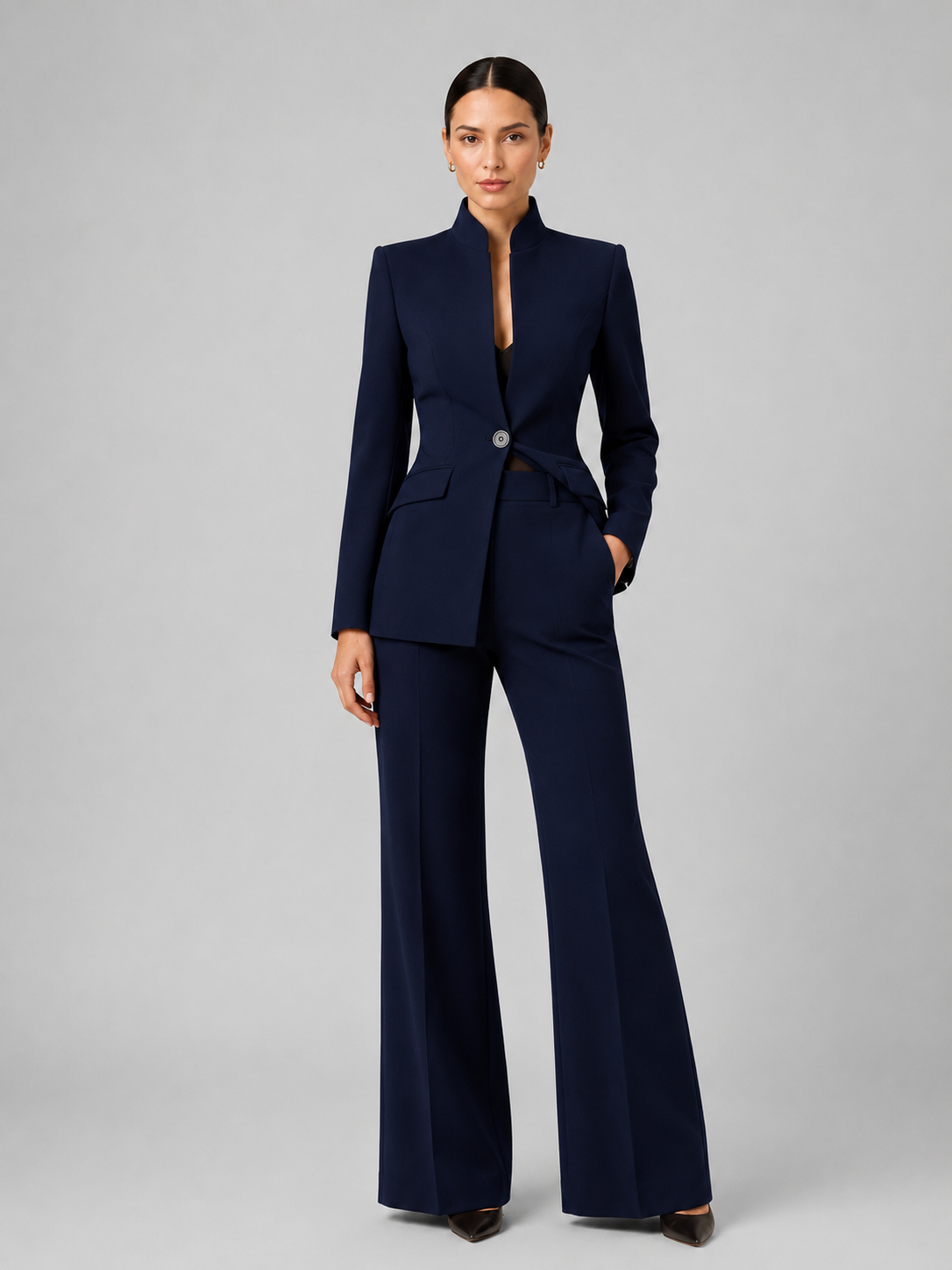 Anouk | Collarless Tailored Blazer & Wide-Leg Trouser Set