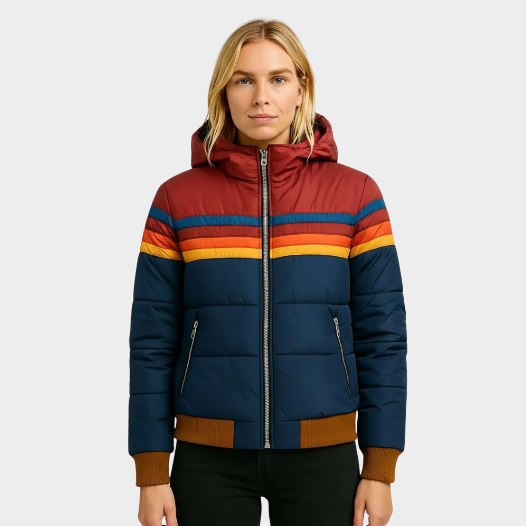 Gemma | Retro Striped Hooded Puffer Jacket