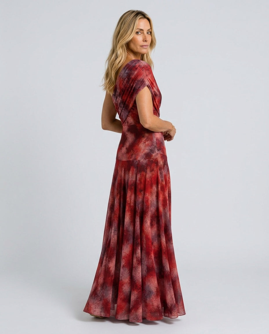 Anouk | One-Shoulder Watercolour Print Maxi Dress