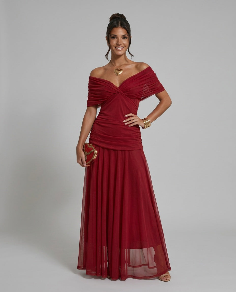 Kennedy | V-Neck Crossed Draped Floral Maxi Dress