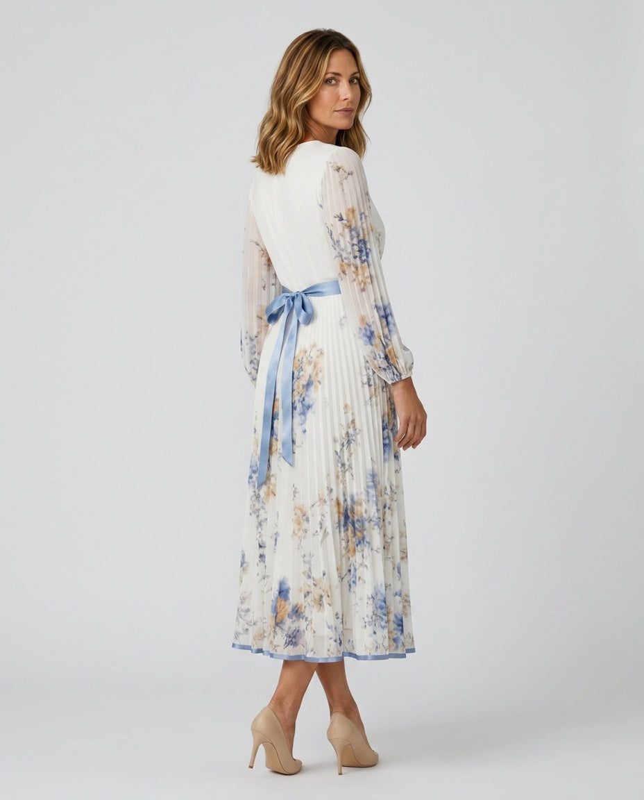 Saskia | Pleated Wrap Midi Dress