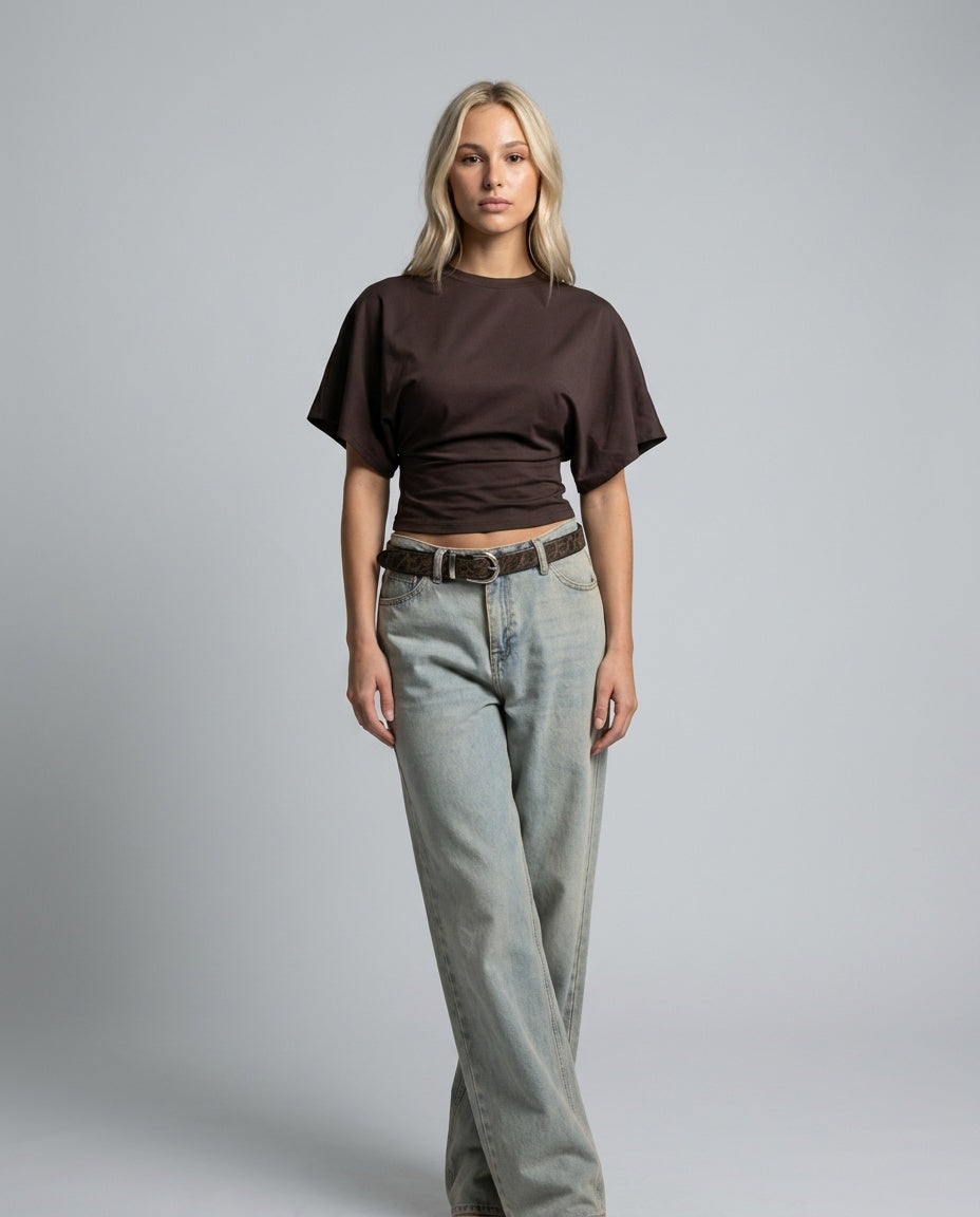 Anais | Cropped Ruched Wide-Sleeve Top