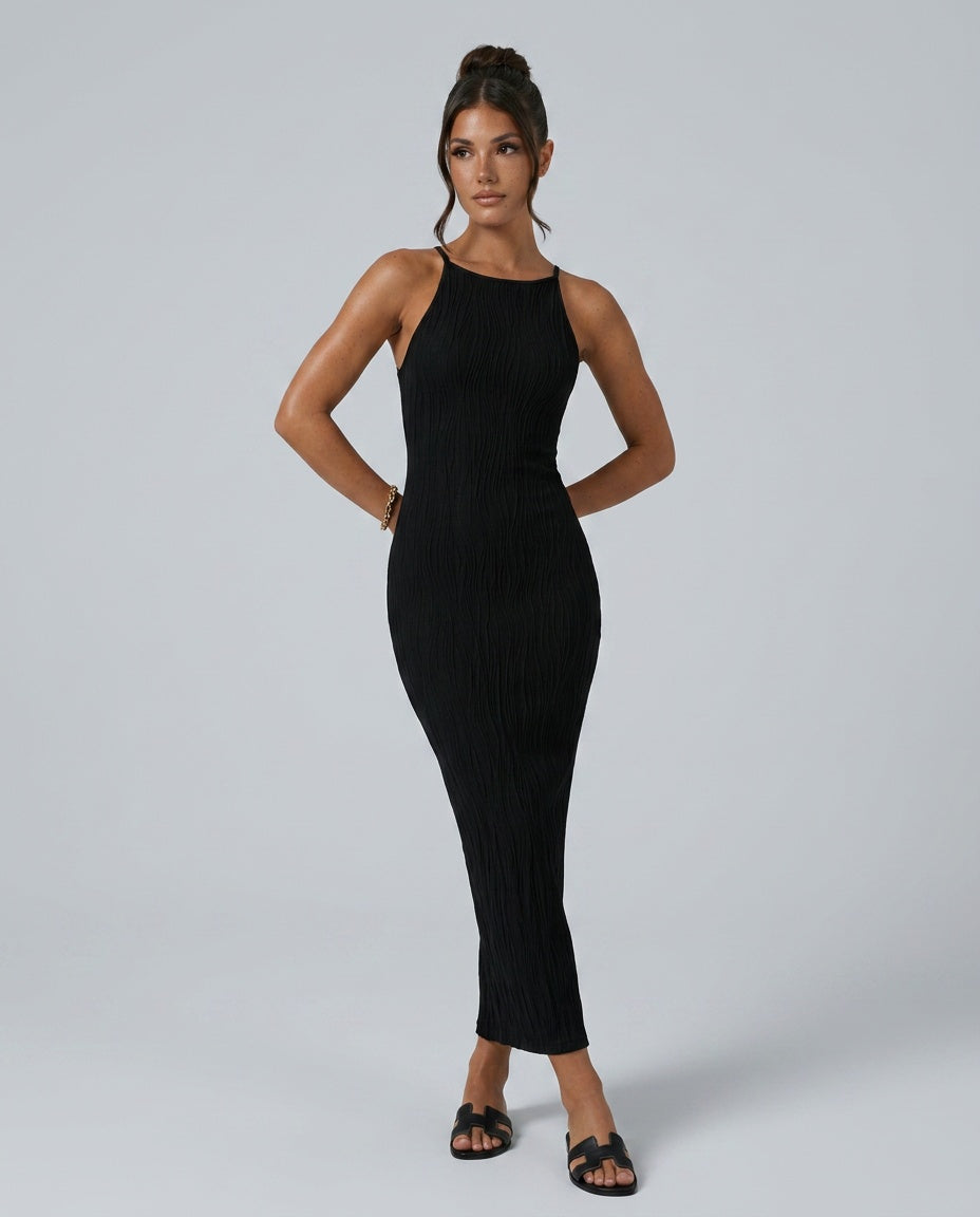 Kira | Sleeveless Ripple-Knit Bodycon Maxi Dress