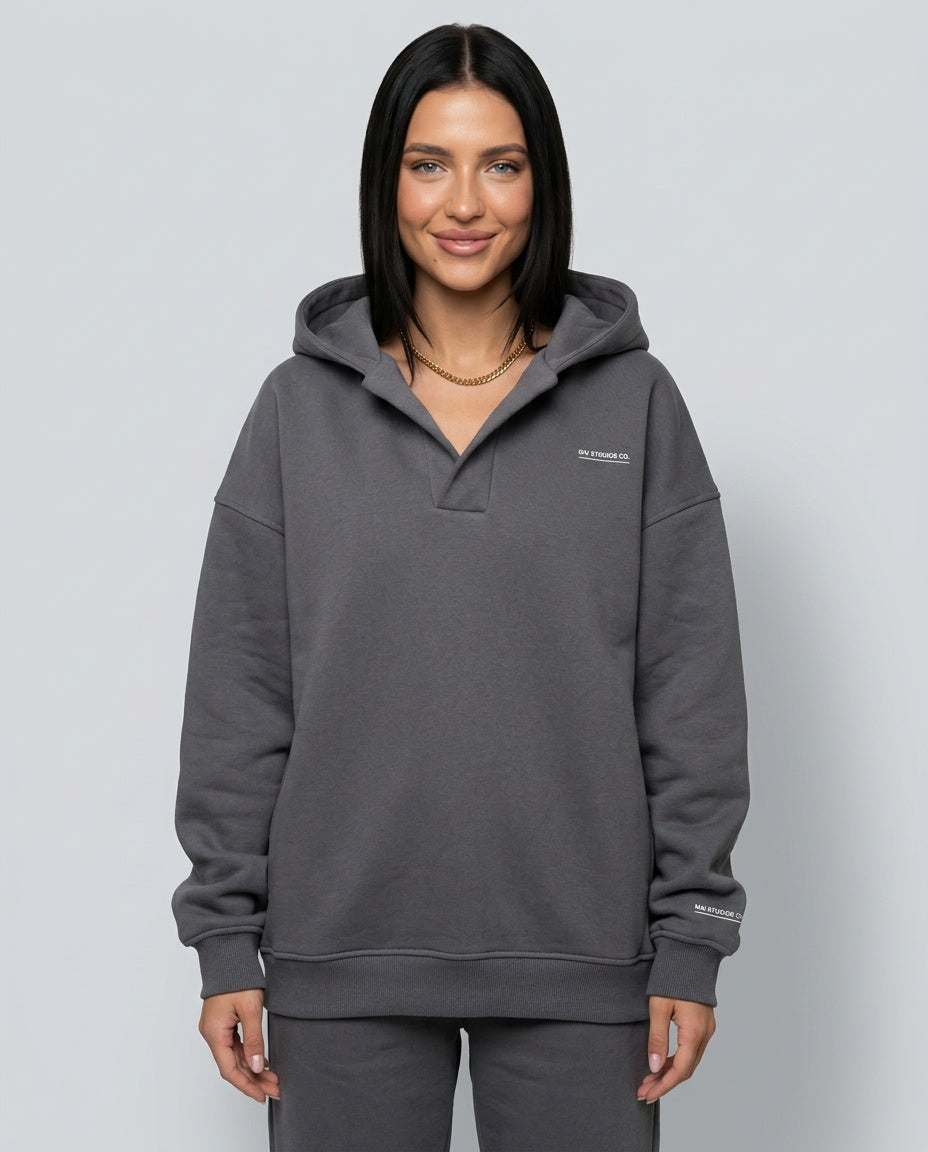 Cleo | Crossover Hood Oversized Lounge Hoodie