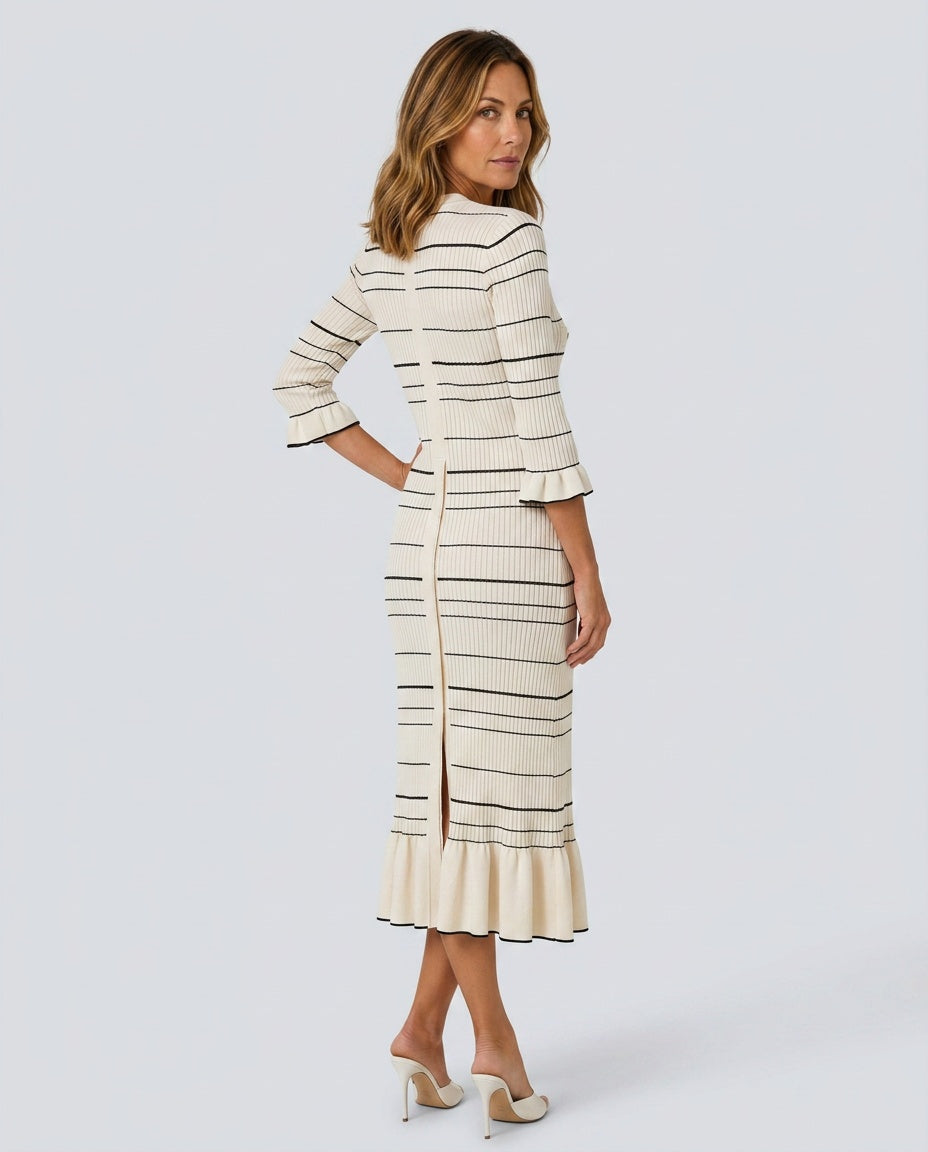 Delphine | Perforated Knit Midi Dress