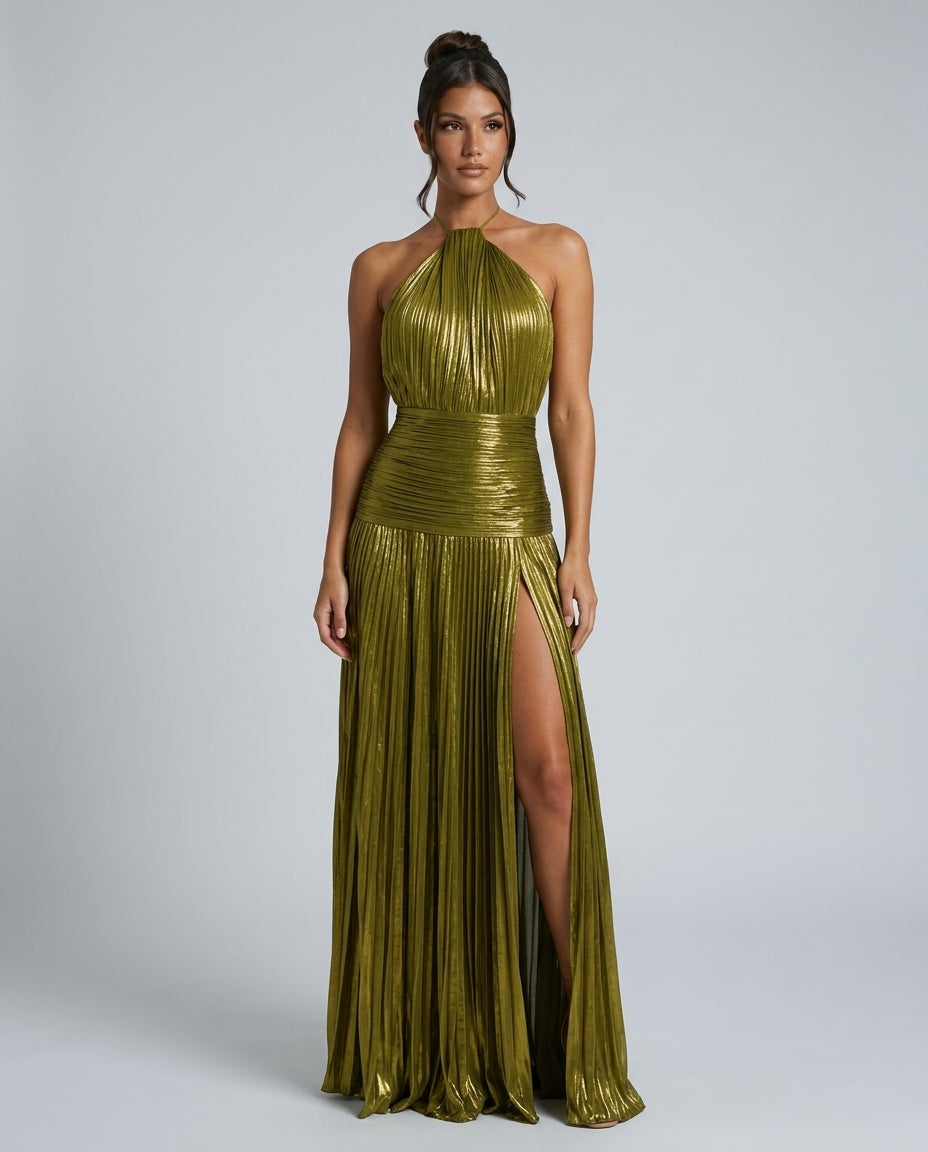 Kennedy | Halter Corset High Split Maxi Dress
