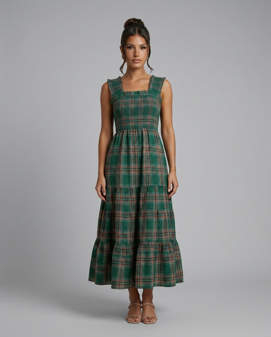Noelle | Festive Cotton-Blend Maxi Dress