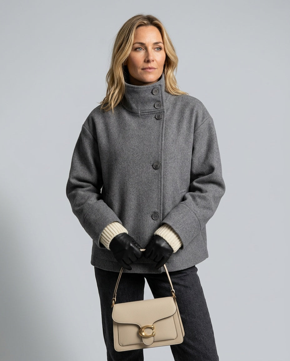 Soraya | Wool-Look Stand Collar Tailored Jacket