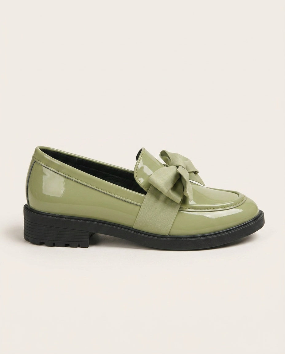 Emerson | Bow Detail Leather-Look Loafers