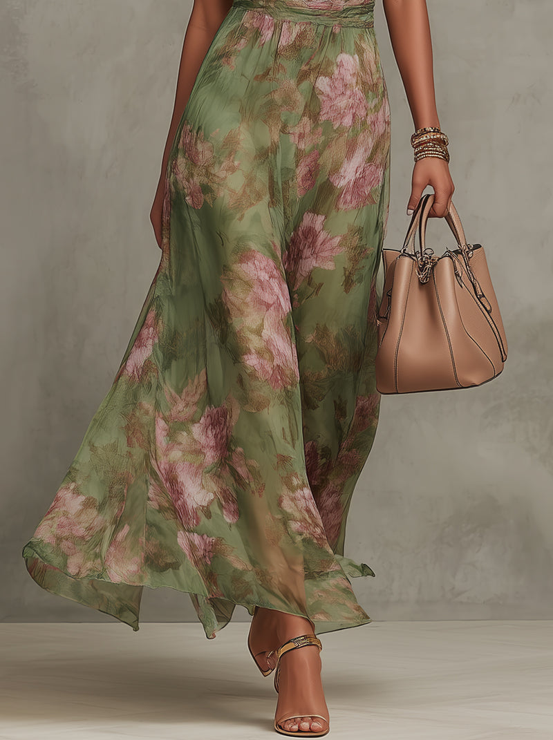 Hazel | Floral Halter Neck Maxi Dress