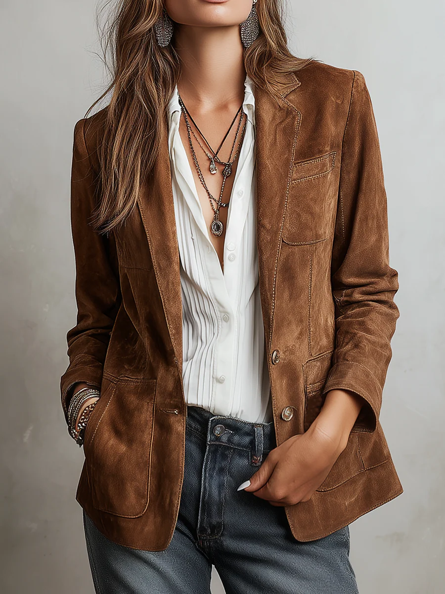 Fleur | Vintage Contrast Stitching Blazer