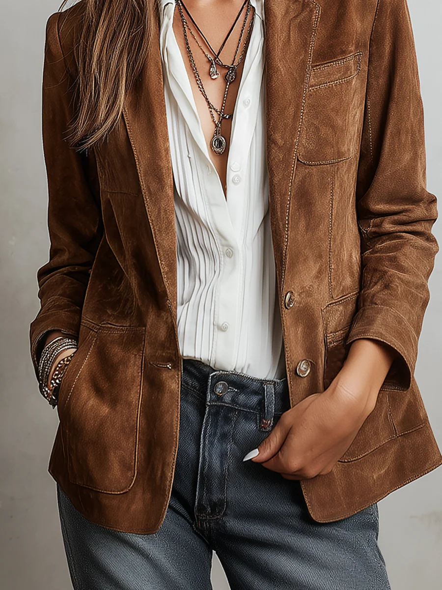 Fleur | Vintage Contrast Stitching Blazer