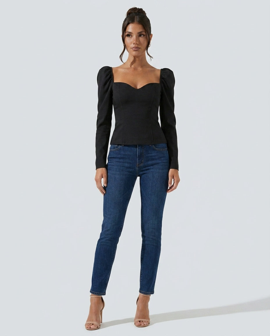 Camille | Cropped Puff Sleeve Knit Top