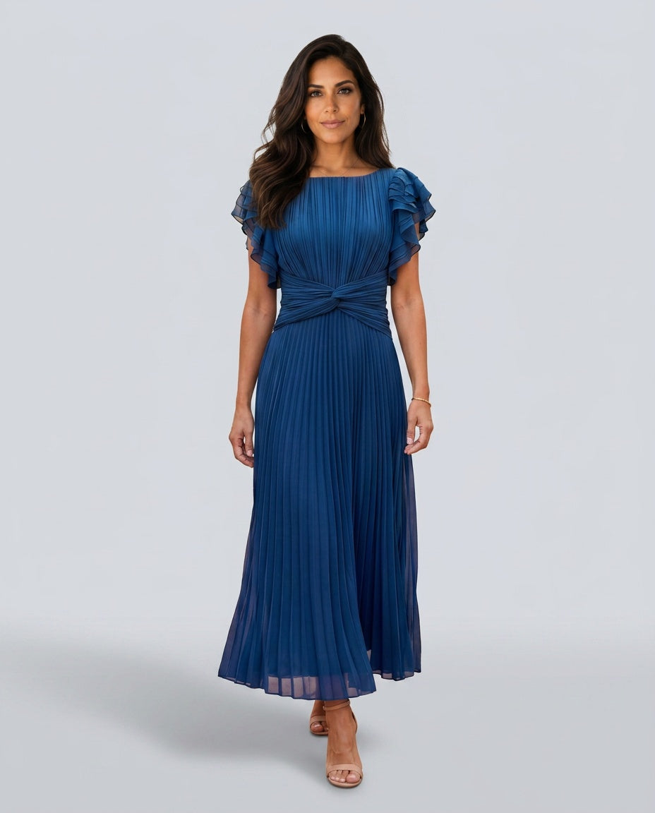 Layla | Pleated Chiffon-Look Midi Dress