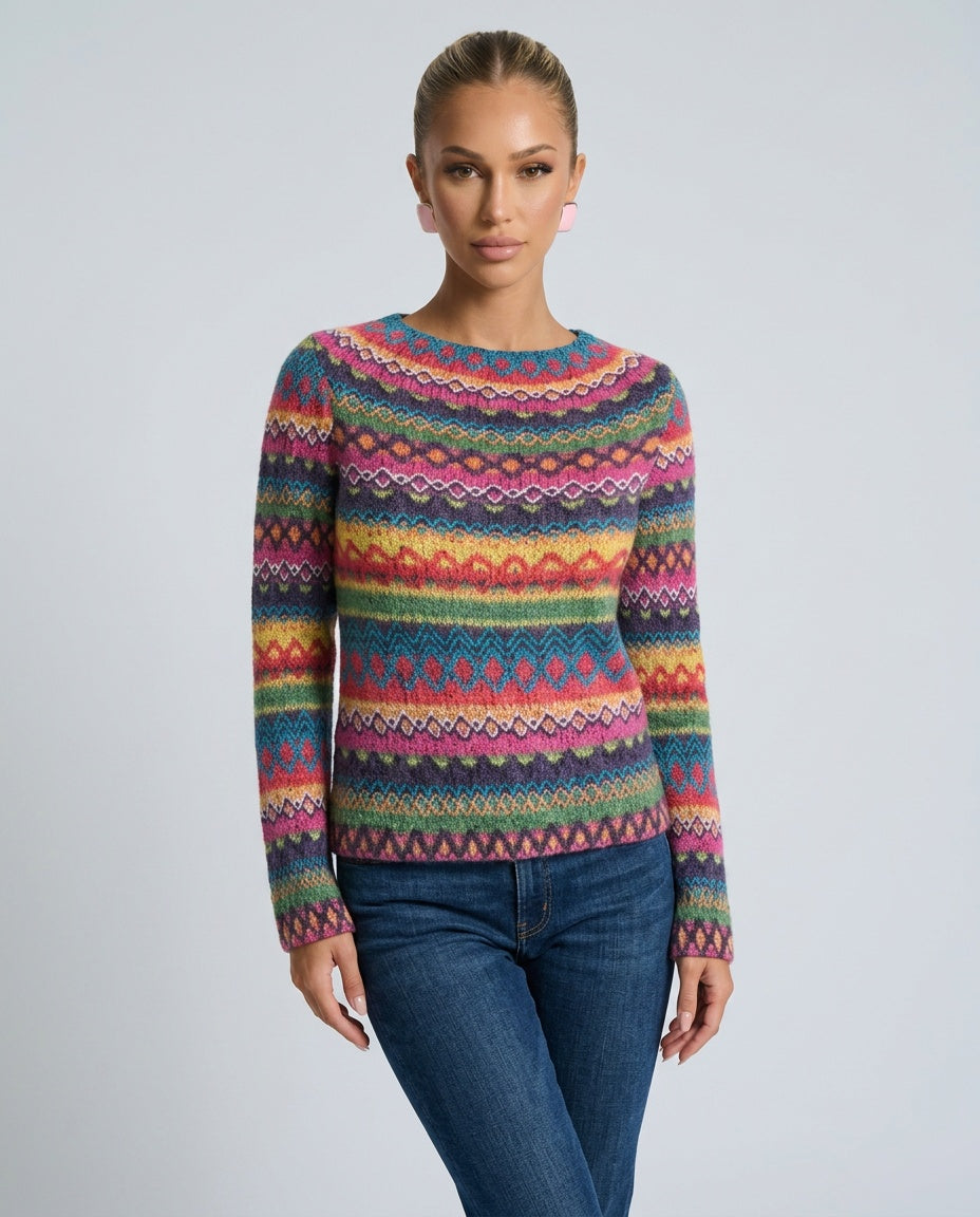 Pippa | Rainbow Stripe Crew Neck Knit Jumper
