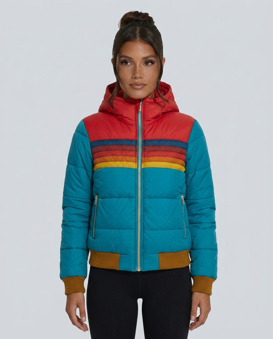 Gemma | Retro Striped Hooded Puffer Jacket