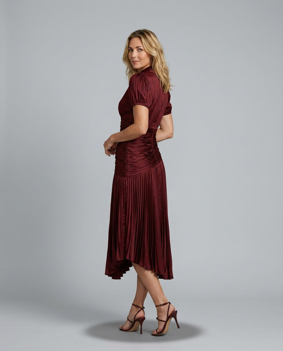 Ottavia | Retro Striped Satin-Look Midi Dress