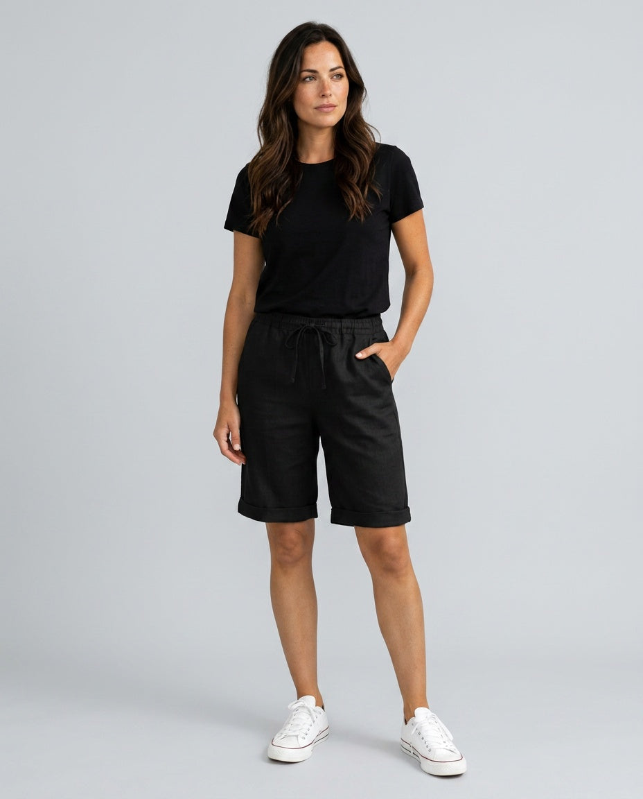 Alejandra | Relaxed Fit Linen-Blend Capri Trousers
