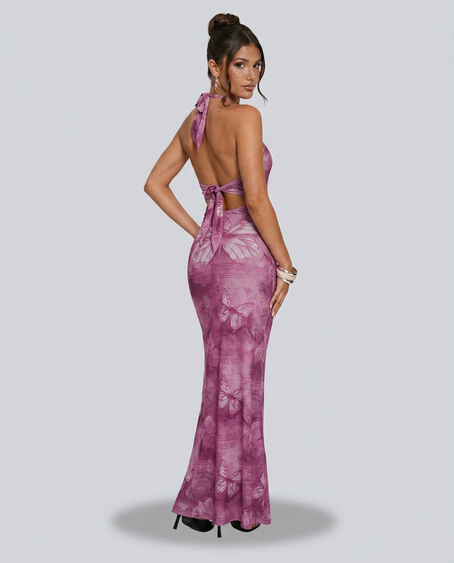 Nuria | Halter Cut-Out Maxi Dress