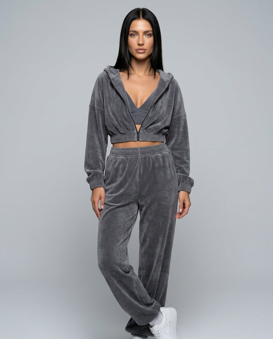 Lena | Zip Crop Top & Relaxed Trouser Two-Piece Set