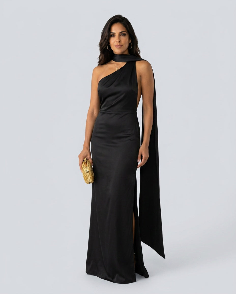 Celeste | Draped One-Shoulder Maxi Dress