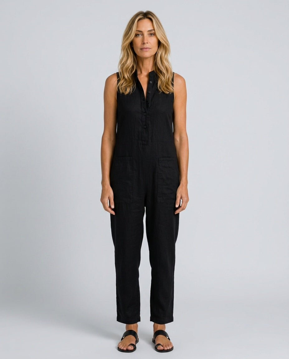 Reese | Sleeveless Linen-Blend Jumpsuit
