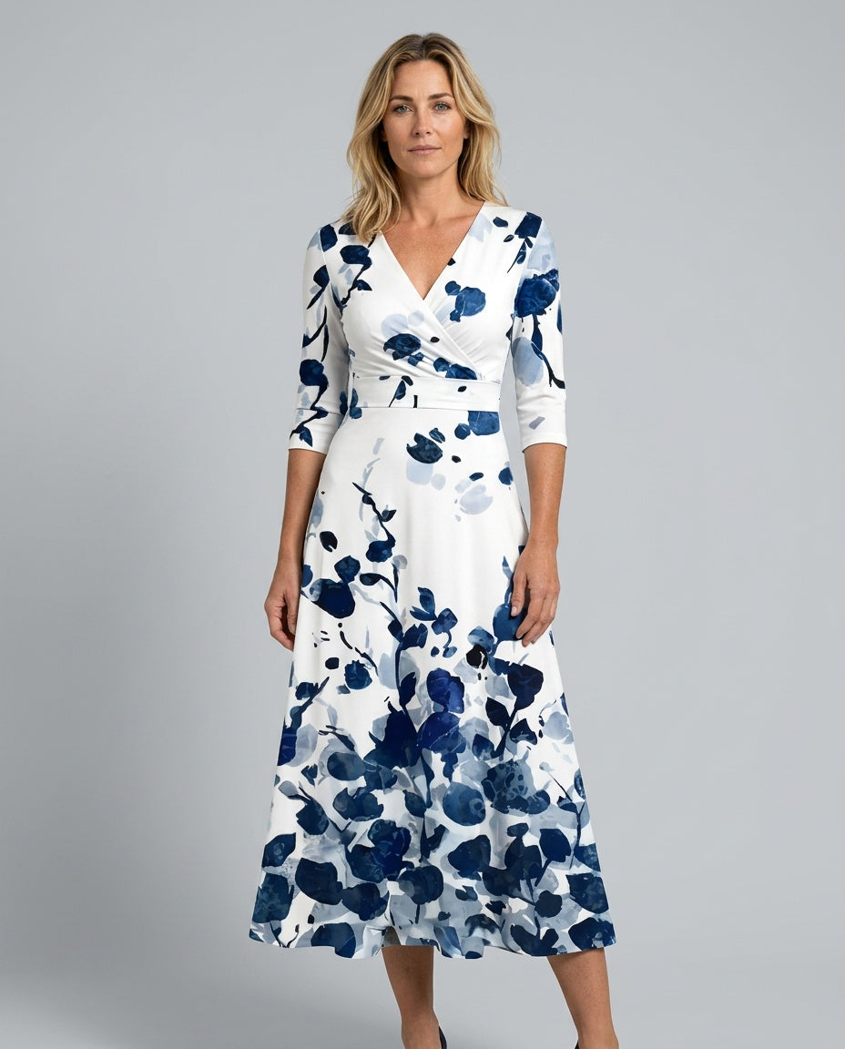Celine | Cross Wrap Neck Midi Dress