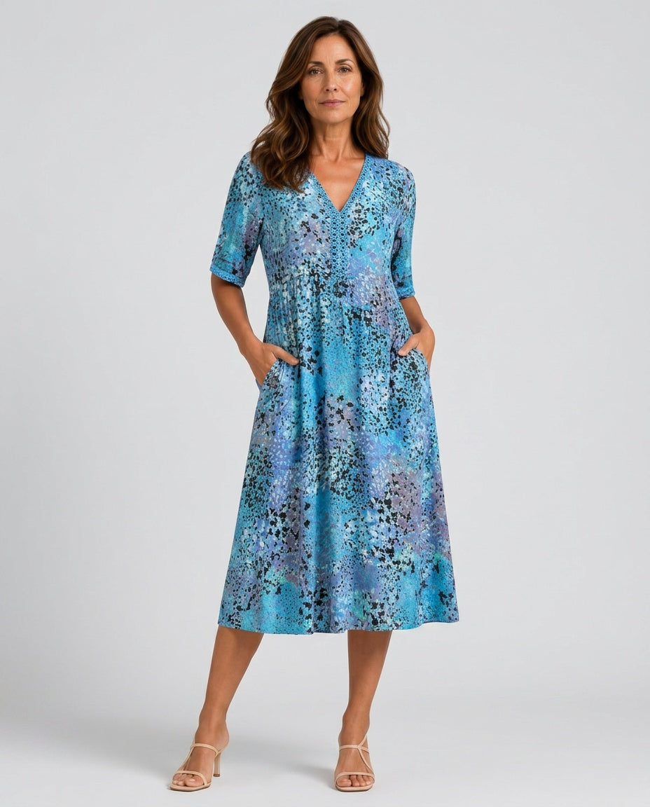 Giselle | V-Neck Side Pocket Midi Dress