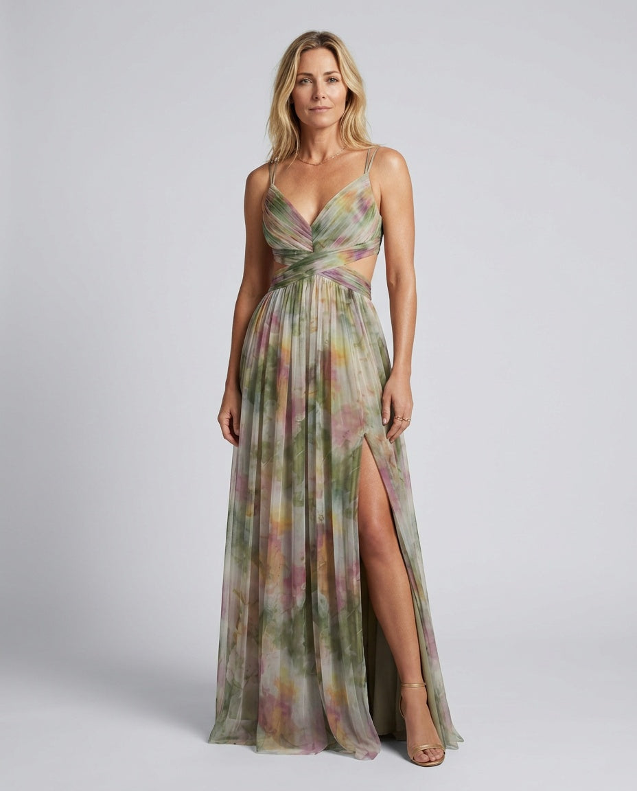 Orla | Watercolour Floral Pleated Maxi Dress