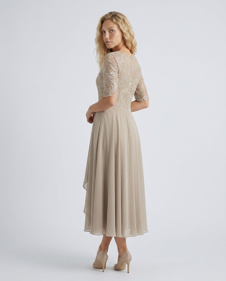 Harlow | Lace Bodice 3/4 Sleeve Midi Dress