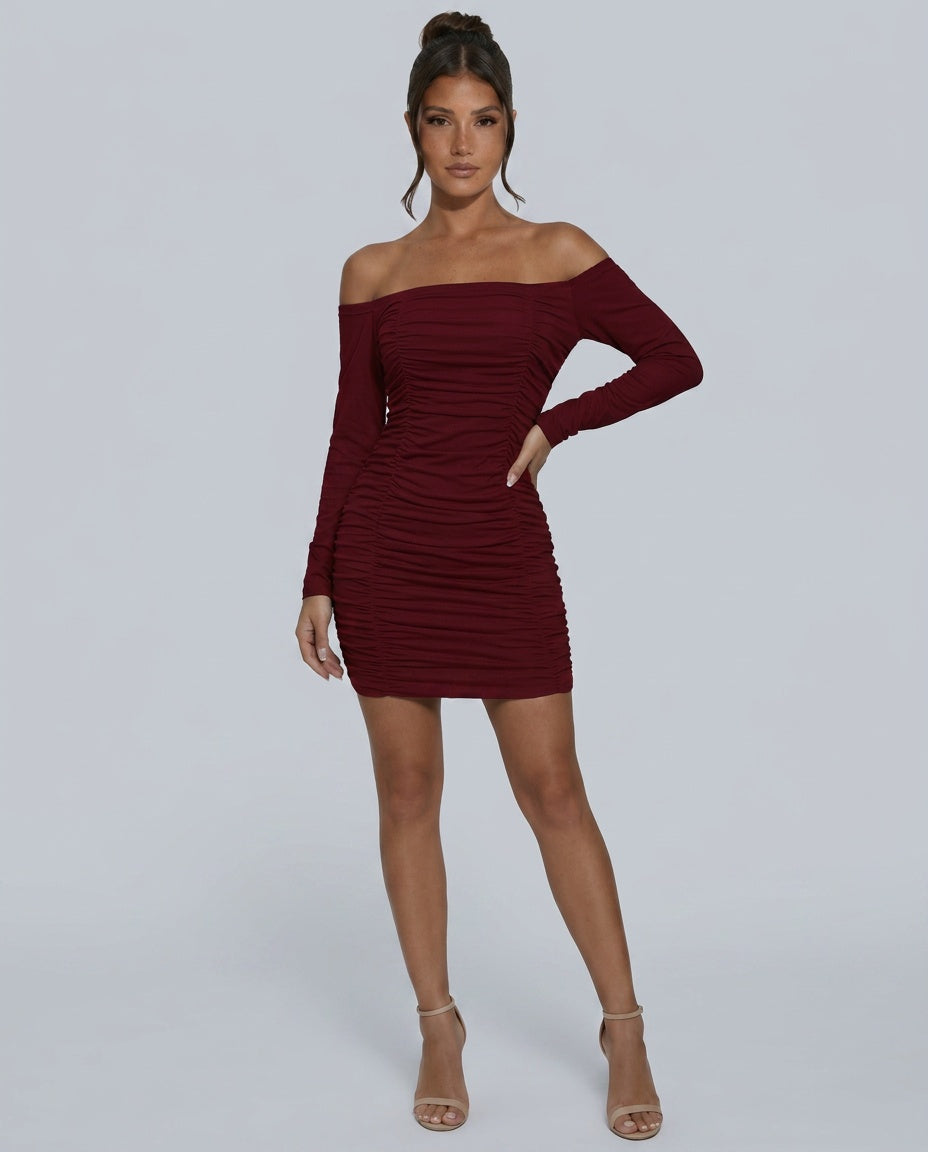 Verity | Wrap Front Ruched Bodycon Mini Dress