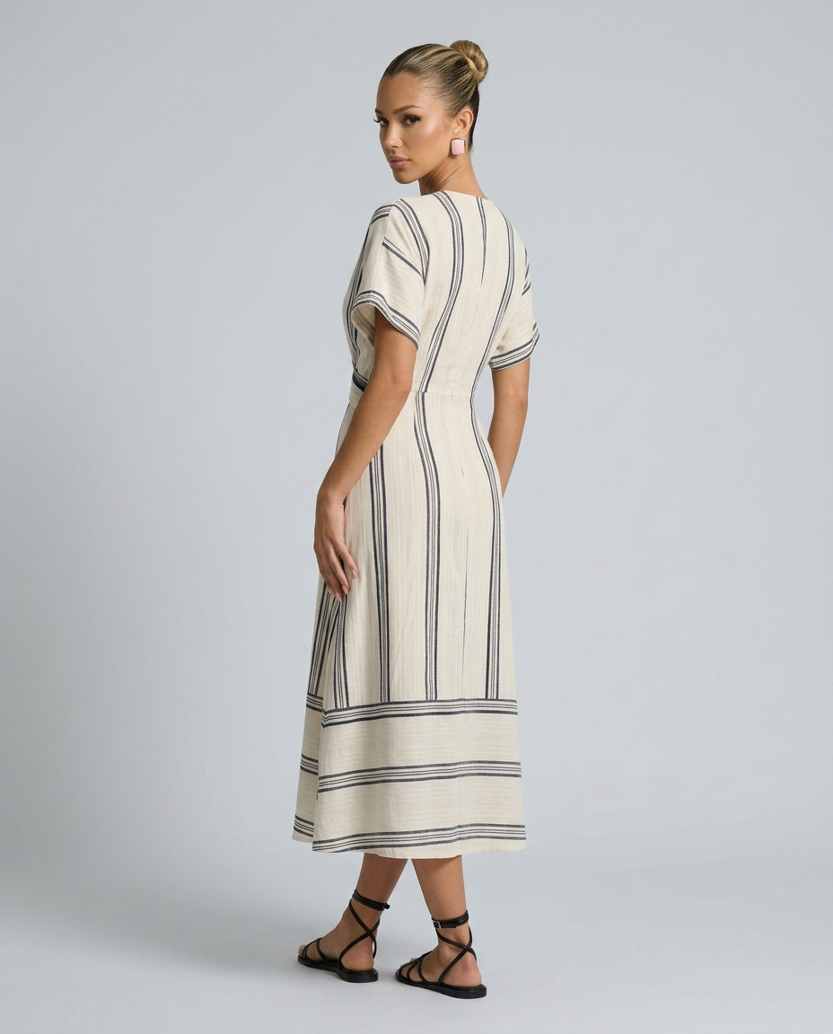 Thalassa | V-Neck Short Sleeve Wrap Midi Dress